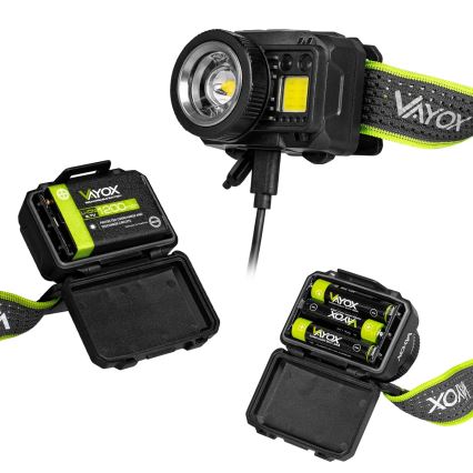 Podesiva punjiva LED čelna svjetiljka sa senzorom i crvenim svjetlom LED/6W/5V/3xAAA IP66 500 lm 1200 mAh