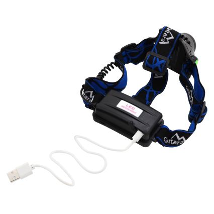 LED Punjiva čeona svjetiljka LED/6W/7,4V 5600 mAh IP44 crna/plava