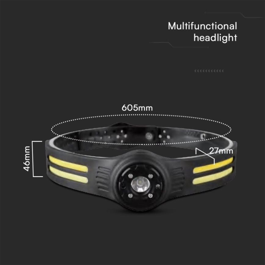 LED Punjiva čeona svjetiljka s crvenim svjetlom USB LED/3W/5V IP43 470 lm 5 h