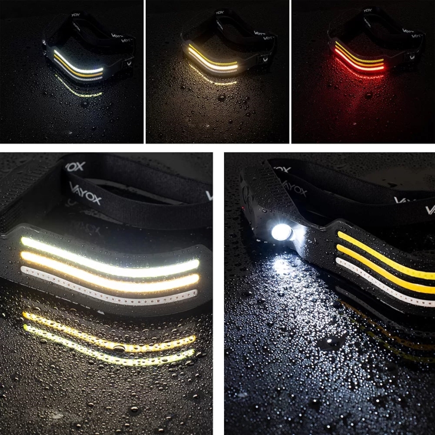 LED Prigušiva punjiva čeona svjetiljka sa senzorom i crvenim svjetlom 4xLED/5V IP44 300 lm 1200 mAh