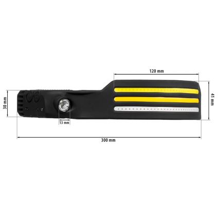 LED Prigušiva punjiva čeona svjetiljka sa senzorom i crvenim svjetlom 4xLED/5V IP44 300 lm 1200 mAh