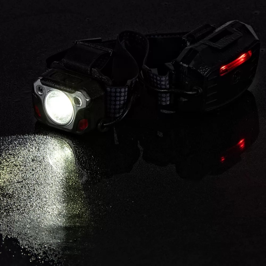 LED Prigušiva punjiva čeona svjetiljka sa senzorom s funkcijom powerbanka i crvenim svjetlom LED/10W/5V IP44 1200 lm 4000 mAh