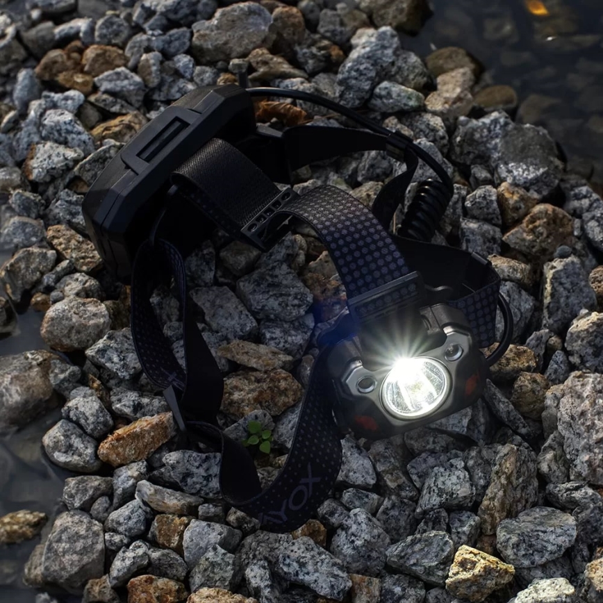 LED Prigušiva punjiva čeona svjetiljka sa senzorom s funkcijom powerbanka i crvenim svjetlom LED/10W/5V IP44 1200 lm 4000 mAh