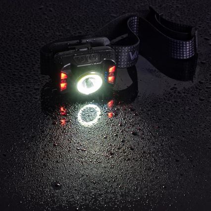 LED Prigušiva punjiva čeona svjetiljka sa senzorom i crvenim svjetlom LED/15W/5V IP66 430 lm 1800 mAh