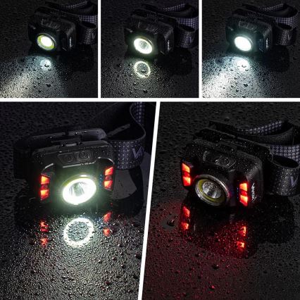 LED Prigušiva punjiva čeona svjetiljka sa senzorom i crvenim svjetlom LED/15W/5V IP66 430 lm 1800 mAh