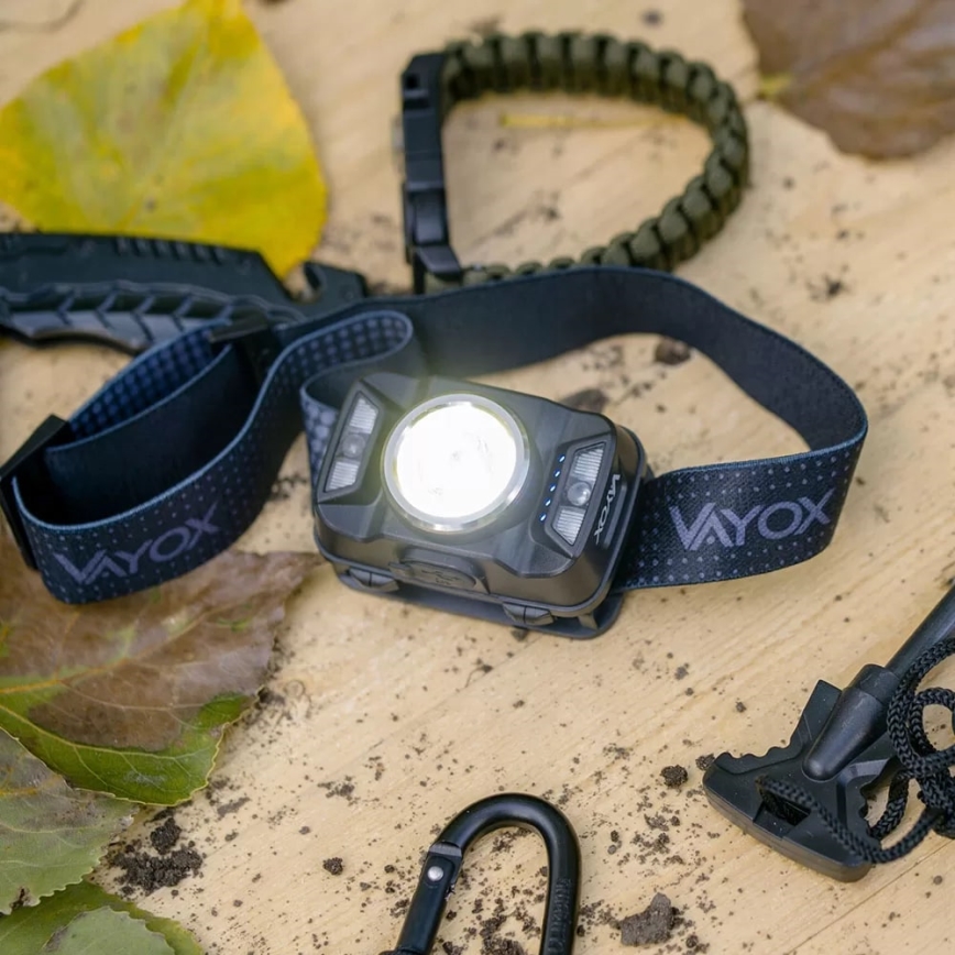 LED Prigušiva punjiva čeona svjetiljka sa senzorom i crvenim svjetlom LED/15W/5V IP66 430 lm 1800 mAh