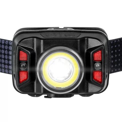 LED Prigušiva punjiva čeona svjetiljka sa senzorom i crvenim svjetlom LED/15W/5V IP66 430 lm 1800 mAh