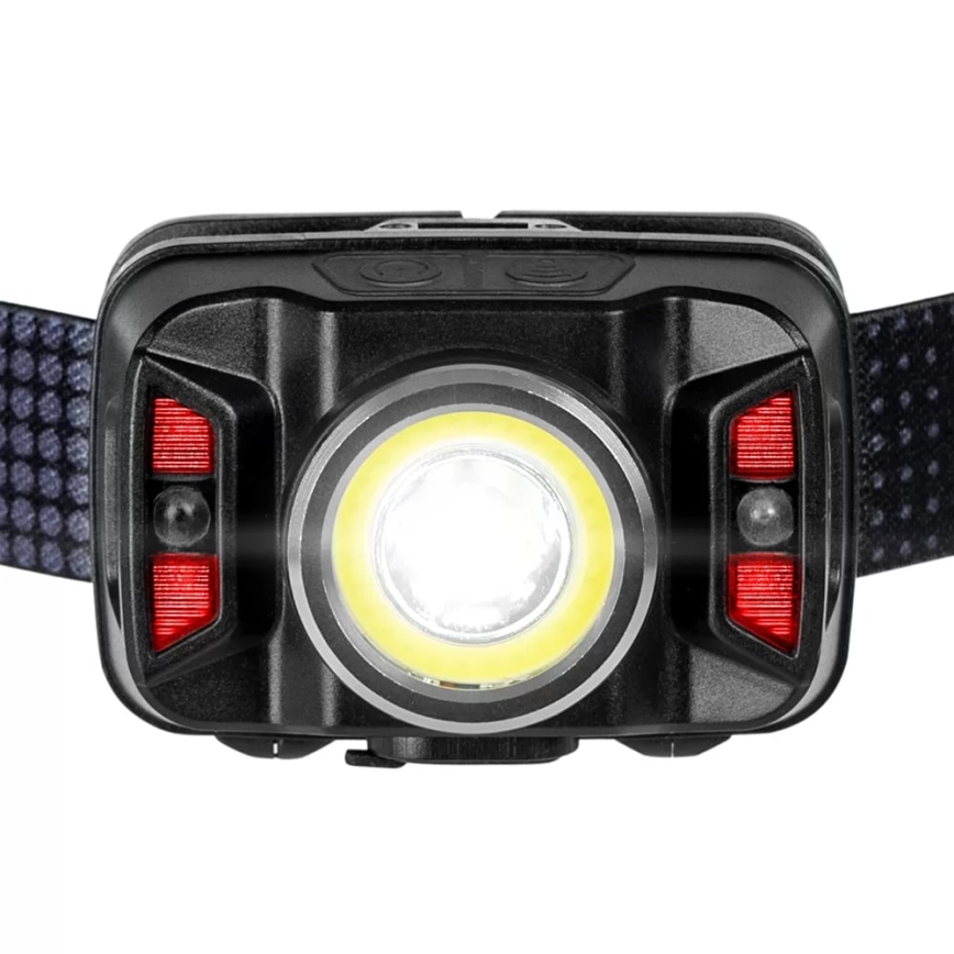 LED Prigušiva punjiva čeona svjetiljka sa senzorom i crvenim svjetlom LED/15W/5V IP66 430 lm 1800 mAh