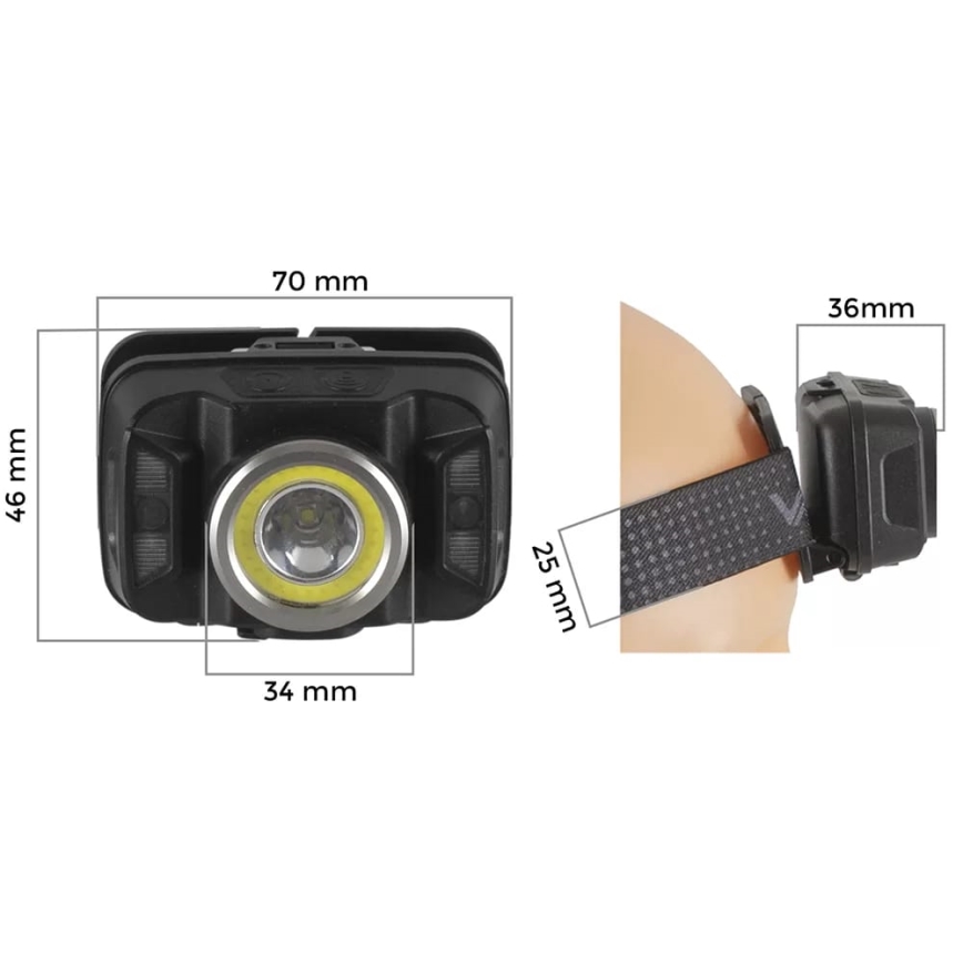 LED Prigušiva punjiva čeona svjetiljka sa senzorom i crvenim svjetlom LED/15W/5V IP66 430 lm 1800 mAh