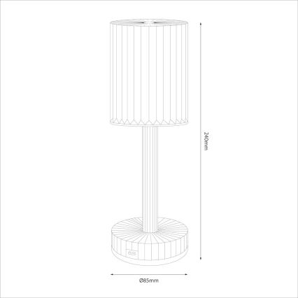 LED punjiva dodirna stolna lampa SIMPLE LED/1W/5V 3000-6000K 2400 mAh dimno siva