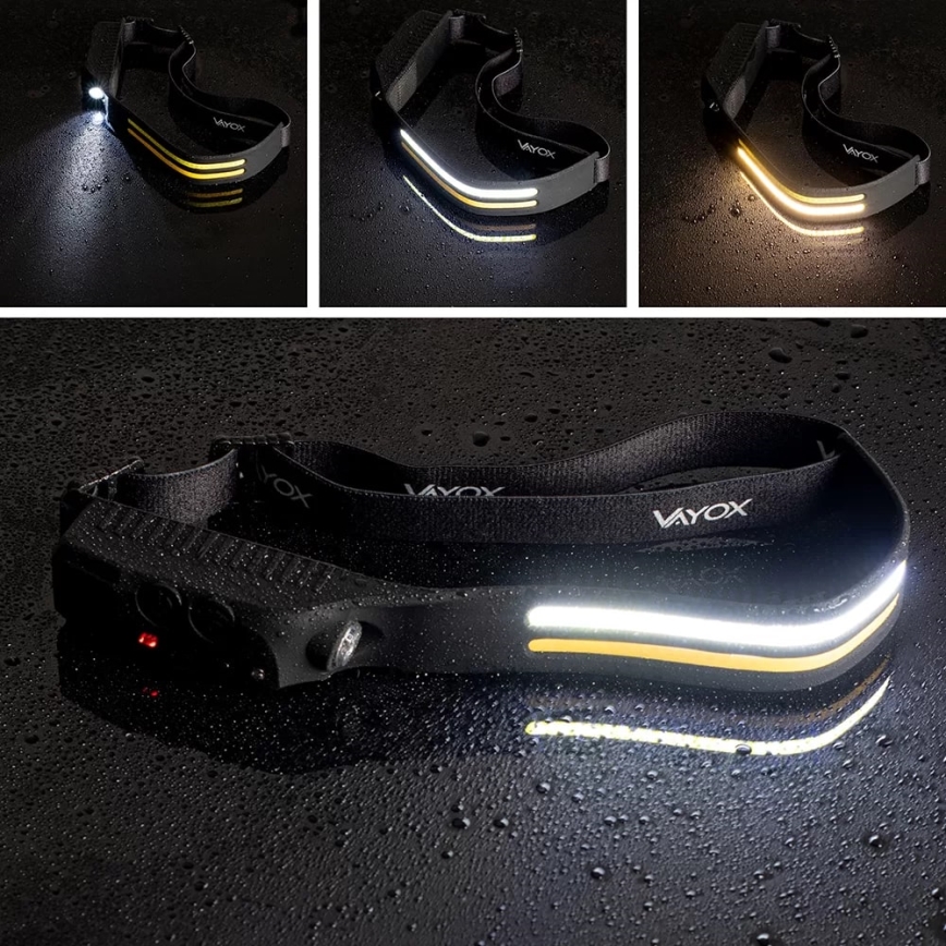 LED punjiva podesiva svjetiljka za glavu sa senzorom 3xLED/5V IP44 300 lm 1200 mAh