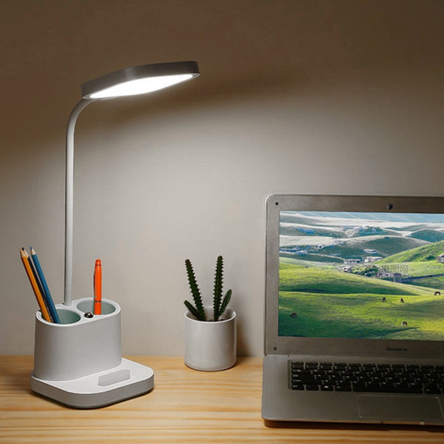 LED Punjiva prigušiva stolna lampa s držačem i power bankom LED/5W/5V 2400mAh