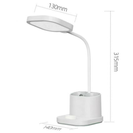 LED Punjiva prigušiva stolna lampa s držačem i power bankom LED/5W/5V 2400mAh