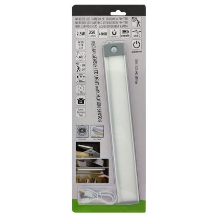 LED Punjiva rasvjeta za namještaj sa senzorom LED/2,5W/5V USB 800 mAh 4200K 32,5 cm