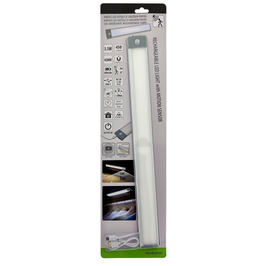 LED Punjiva rasvjeta za namještaj sa senzorom LED/3,5W/5V USB 800 mAh 4200K 46 cm