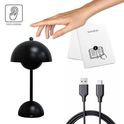 LED punjiva stolna lampa COSTA s dodirnim upravljanjem LED/3W/5V 2400 mAh 3000-6000K crna