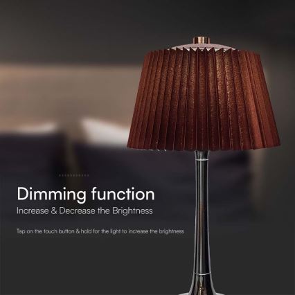 LED Podesiva punjiva stolna lampa na dodir LED/1,5W/5V 3000/4000/6000K 1800 mAh smeđa