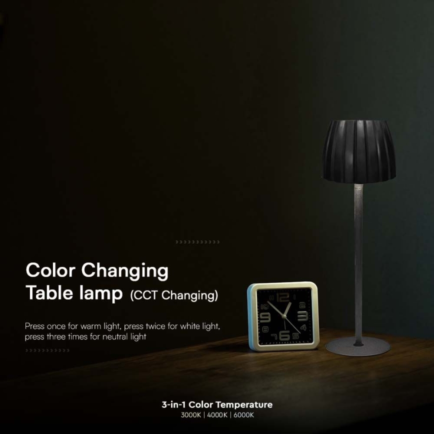 LED Podesiva punjiva stolna lampa na dodir LED/2,7W/5V 3000/4000/6000K 1800 mAh crna