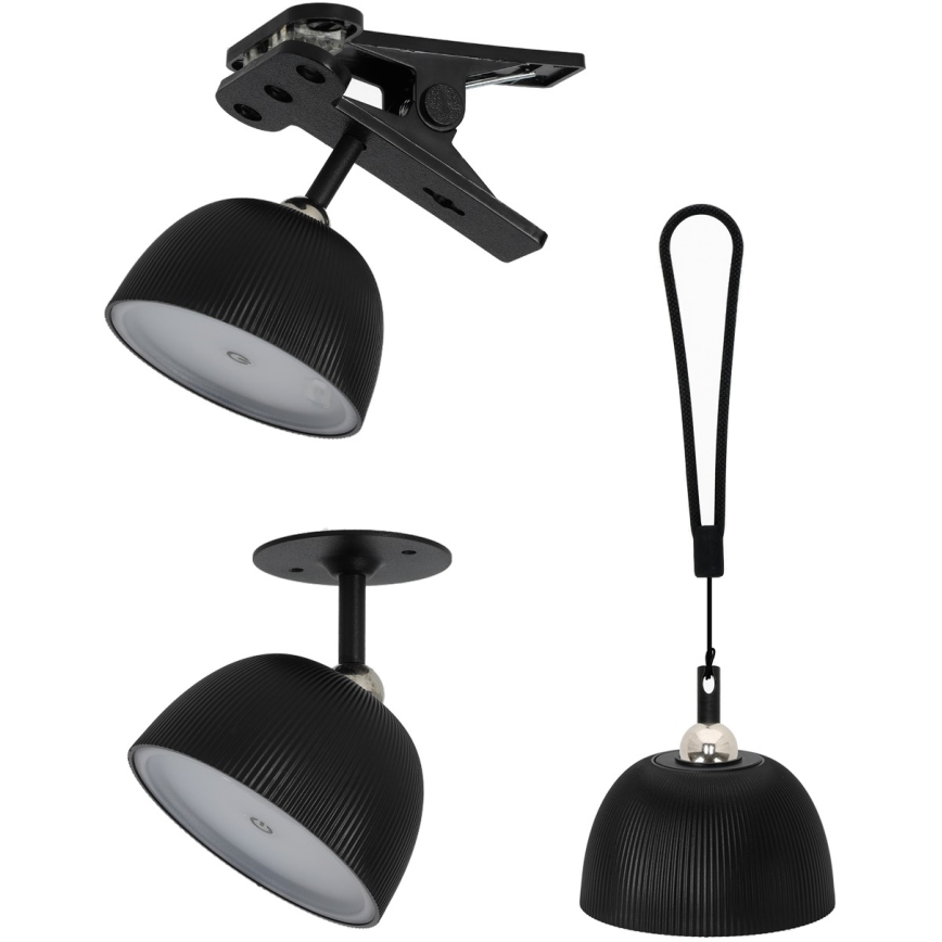 LED Podesiva punjiva stolna lampa 4u1 LED/3,5W/5V 3000/4000/6500K IP54 1800 mAh crna