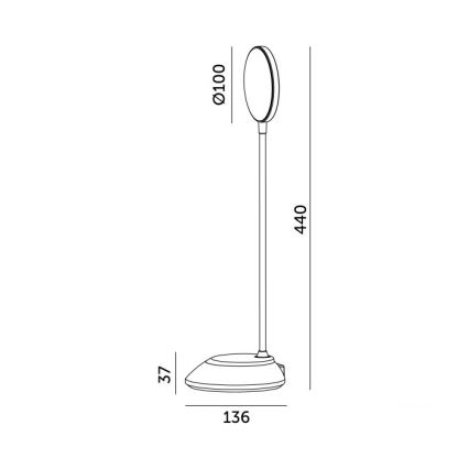 LED Podesiva punjiva stolna lampa VISUA LED/5W/5V 3000-5000K 1200 mAh siva
