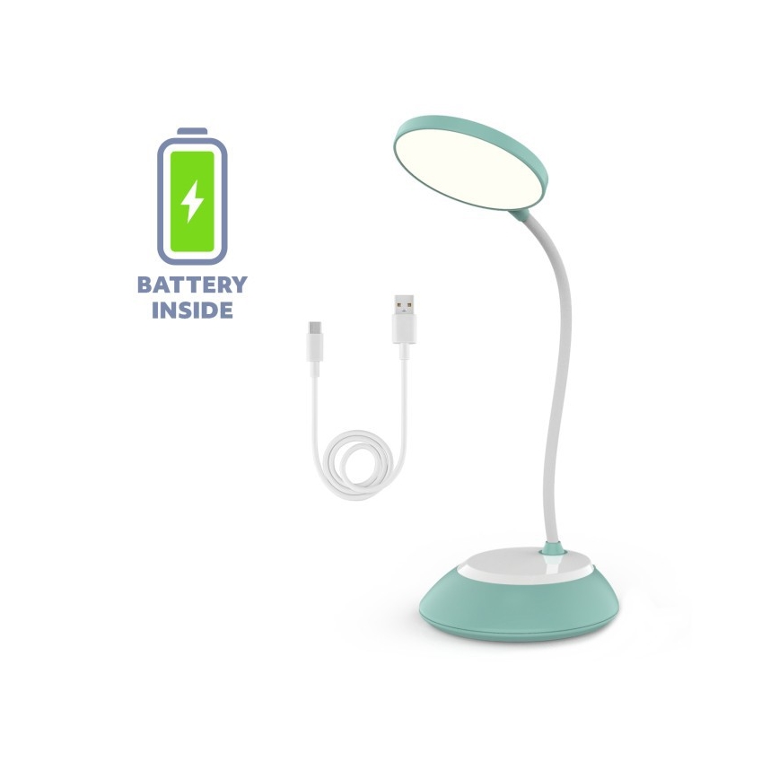 LED Podesiva punjiva stolna lampa VISUA LED/5W/5V 3000-5000K 1200 mAh tirkizna