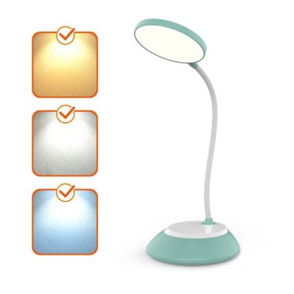 LED Podesiva punjiva stolna lampa VISUA LED/5W/5V 3000-5000K 1200 mAh tirkizna