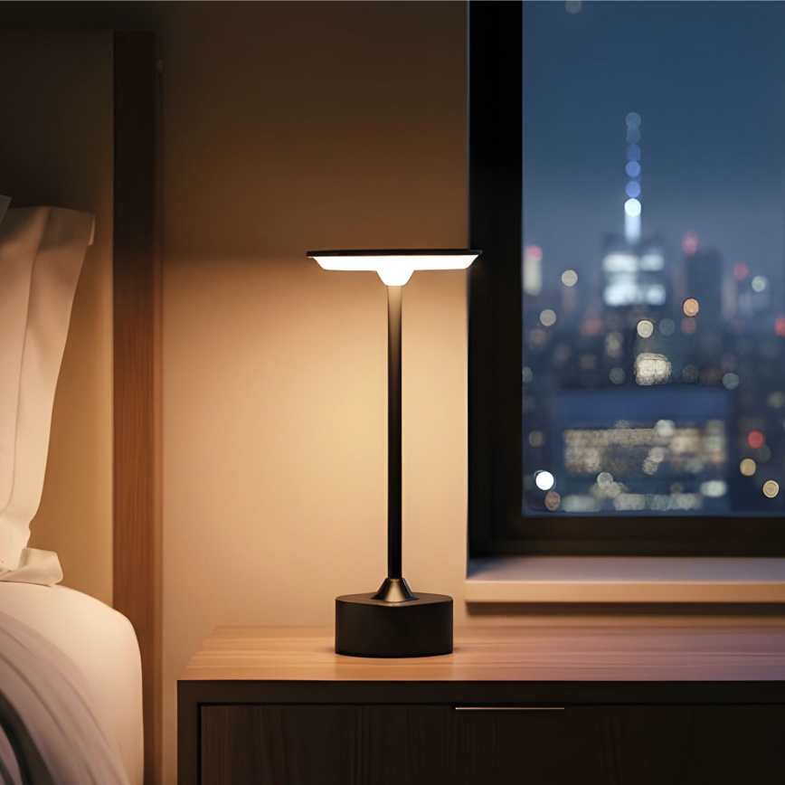 LED punjiva stolna lampa NEW YORK s regulacijom svjetline LED/1,8W/5V 2700K/4000K/6500K 1200 mAh crna