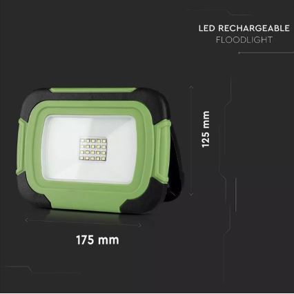 LED Punjivi reflektor SAMSUNG CHIP LED/10W/3,7V IP44 4000K zelena