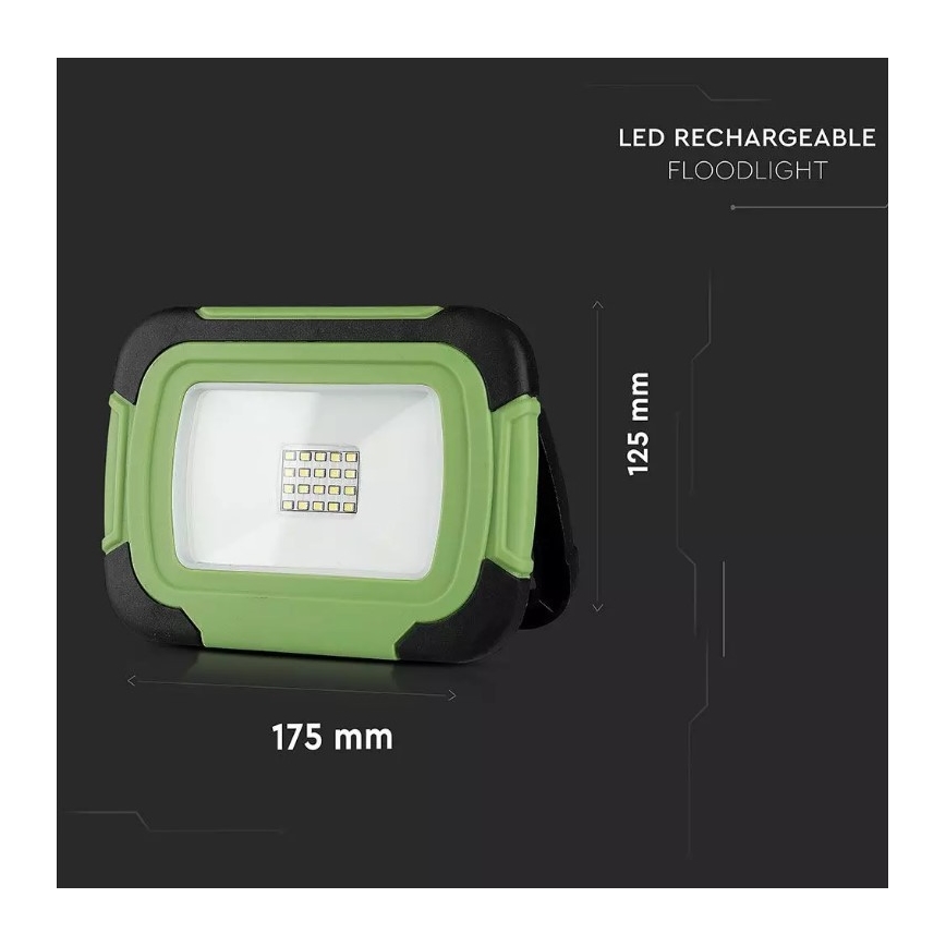 LED Punjivi reflektor SAMSUNG CHIP LED/10W/3,7V IP44 4000K zelena