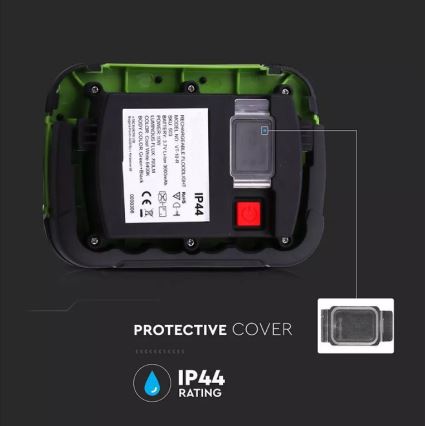 LED Punjivi reflektor SAMSUNG CHIP LED/10W/3,7V IP44 6400K 3600 mAh zelena