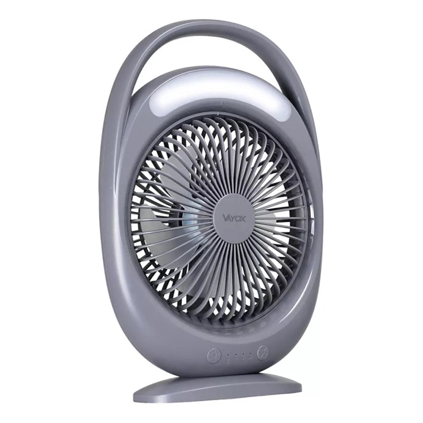 LED punjivi stolni ventilator s LED osvjetljenjem LED/2,8W/5V USB 2400 mAh siva
