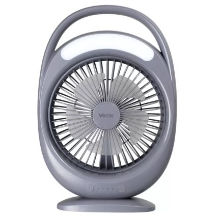 LED punjivi stolni ventilator s LED osvjetljenjem LED/2,8W/5V USB 2400 mAh siva