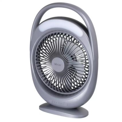 LED punjivi stolni ventilator s LED osvjetljenjem LED/2,8W/5V USB 2400 mAh siva