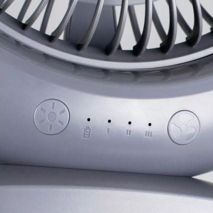 LED punjivi stolni ventilator s LED osvjetljenjem LED/2,8W/5V USB 2400 mAh siva
