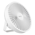 LED Punjivi stolni ventilator s LED osvjetljenjem LED/2W/5V USB 2400 mAh bijela
