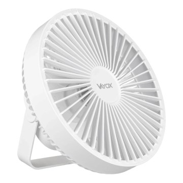 LED Punjivi stolni ventilator s LED osvjetljenjem LED/2W/5V USB 2400 mAh bijela