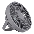 LED Punjivi stolni ventilator s LED osvjetljenjem LED/2W/5V USB 2400 mAh siva