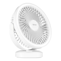LED Punjivi stolni ventilator s LED osvjetljenjem LED/3W/5V USB 2400 mAh bijela
