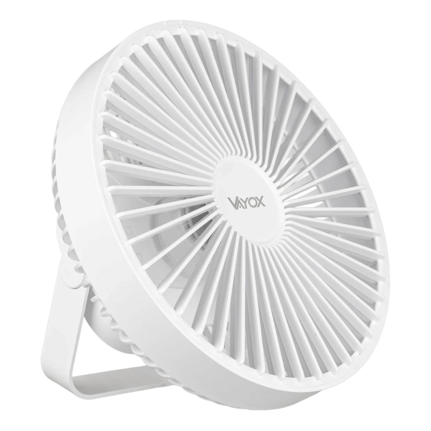 LED Punjivi stolni ventilator s LED rasvjetom LED/2W/5V USB 2400 mAh bijela