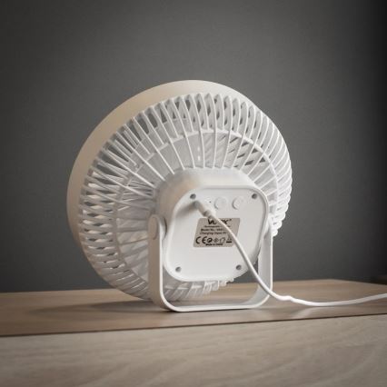 LED Punjivi stolni ventilator s LED rasvjetom LED/2W/5V USB 2400 mAh bijela