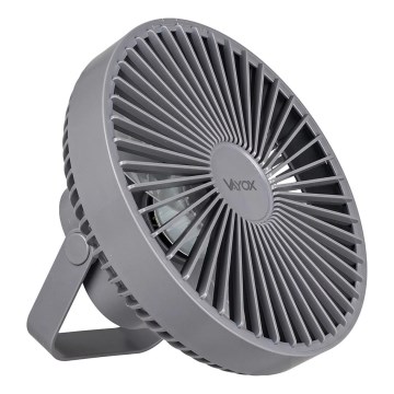 LED Punjivi stolni ventilator s LED rasvjetom LED/2W/5V USB 2400 mAh siva