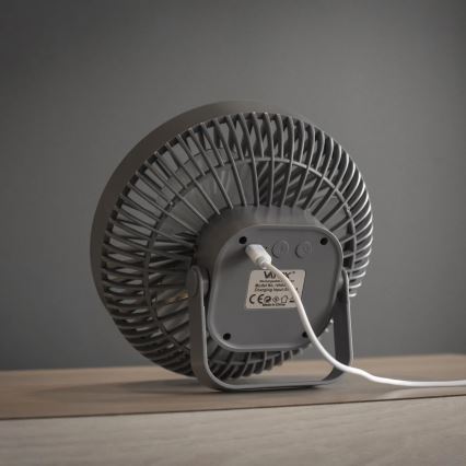 LED Punjivi stolni ventilator s LED rasvjetom LED/2W/5V USB 2400 mAh siva