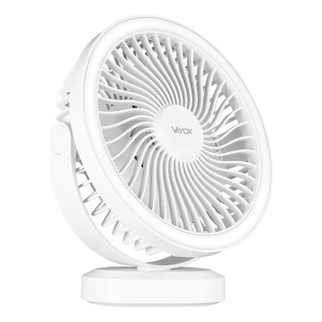 LED Punjivi stolni ventilator s LED rasvjetom LED/3W/5V USB 2400 mAh bijela