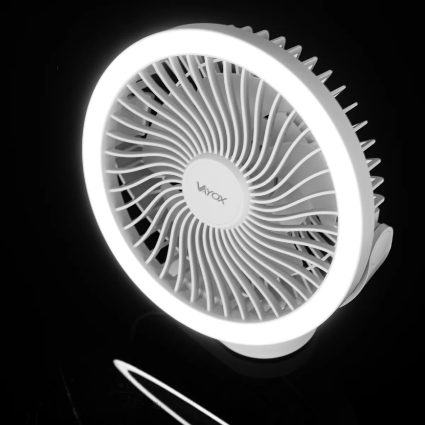 LED Punjivi stolni ventilator s LED rasvjetom LED/3W/5V USB 2400 mAh bijela