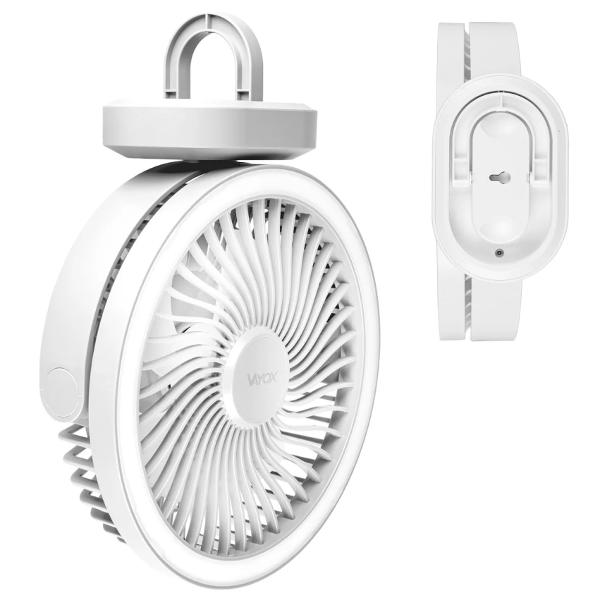LED Punjivi stolni ventilator s LED rasvjetom LED/3W/5V USB 2400 mAh bijela