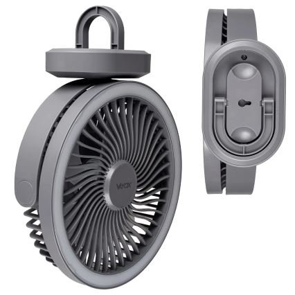 LED Punjivi stolni ventilator s LED rasvjetom LED/3W/5V USB 2400 mAh siva