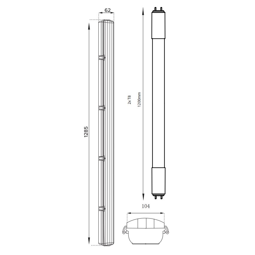 LED Radna svjetlosna cijev T8 2xG13/18W/230V 4000K IP65
