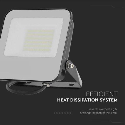 LED Reflektor LED/50W/230V 4000K IP65 crna