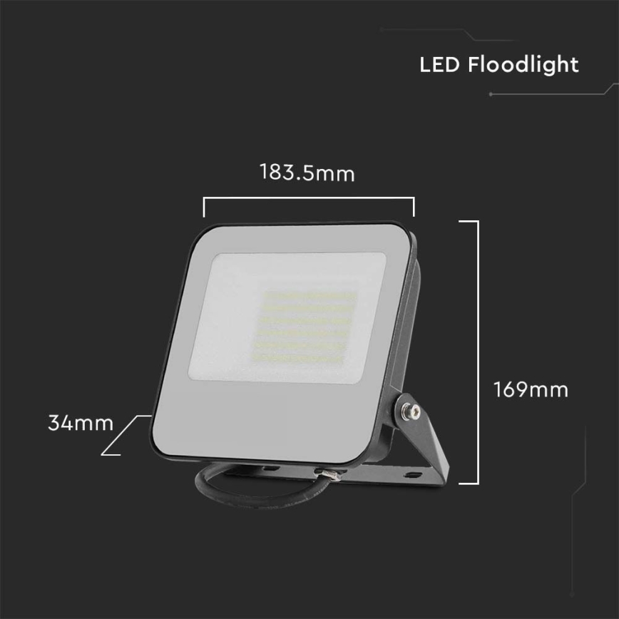 LED Reflektor LED/50W/230V 4000K IP65 crna