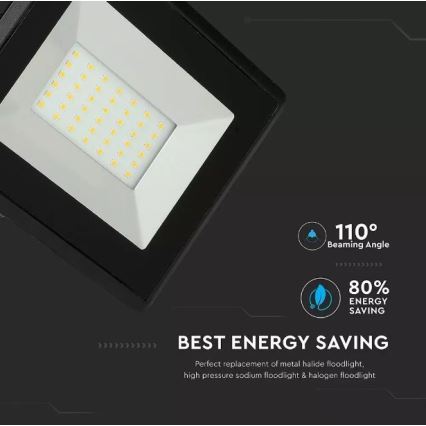 LED Reflektor LED/50W/230V IP65 3000K crna